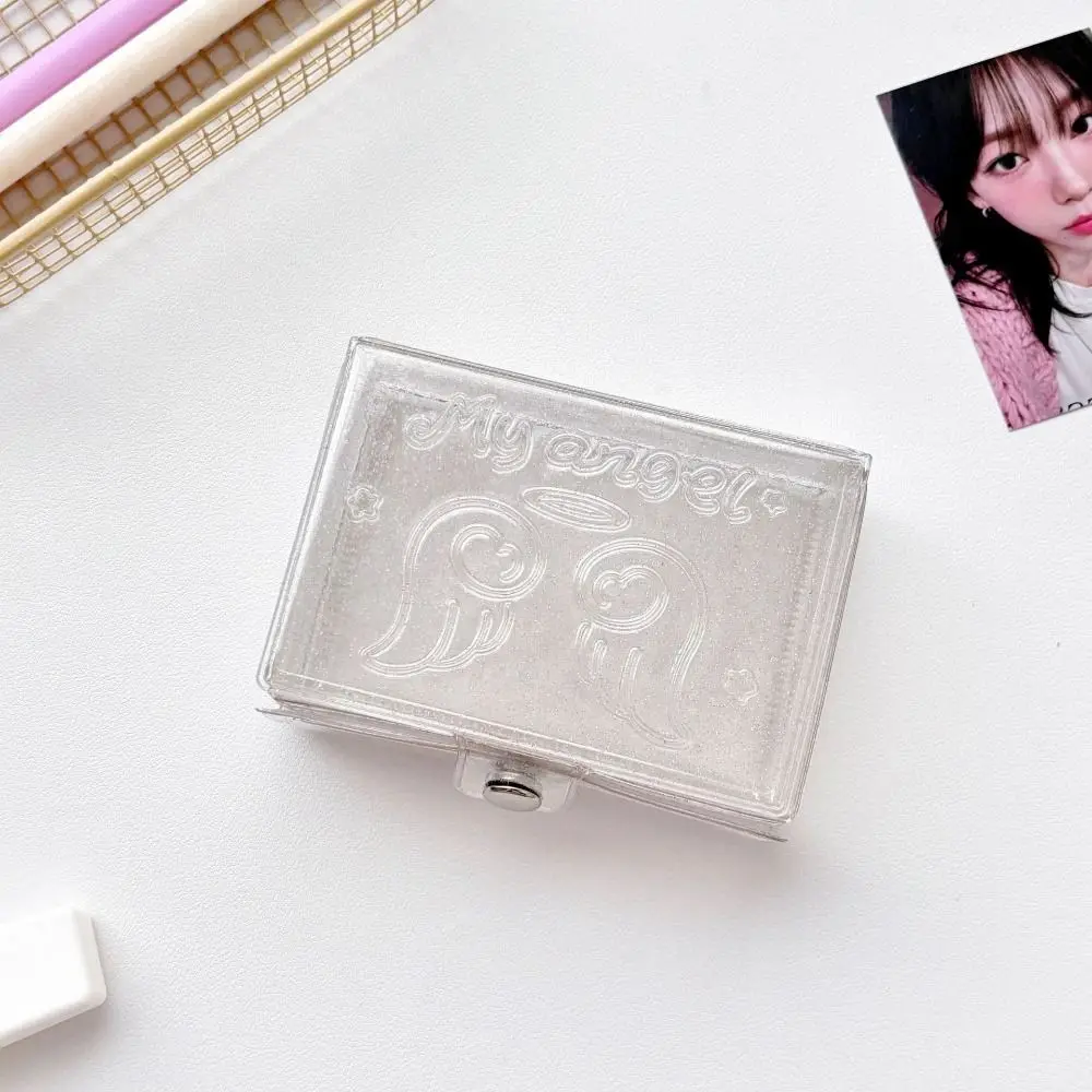 Korean Style 3 Inch Photocard Storage Box PVC Snap Button Kpop Photocard Case Dustproof Glitter Card Holder