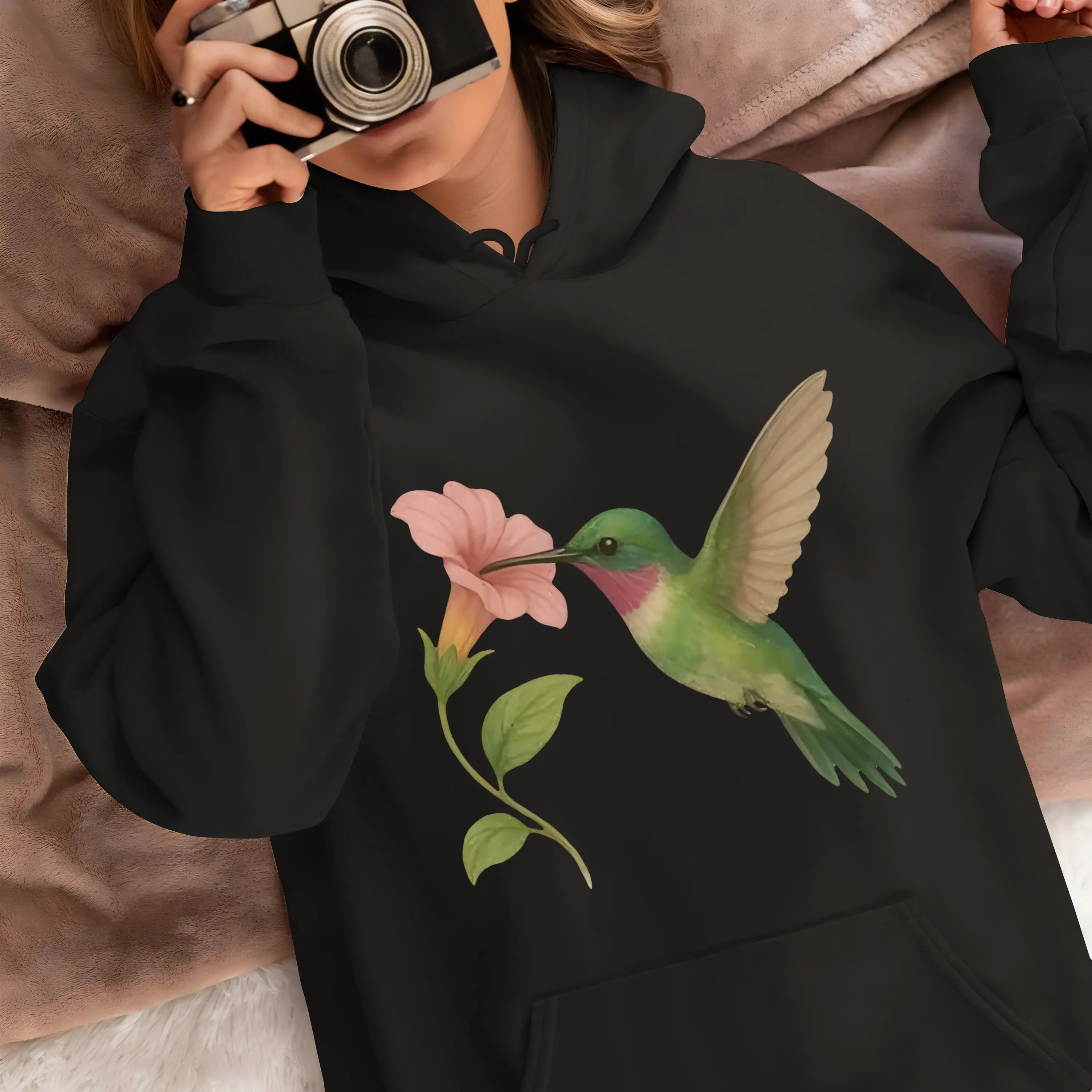 

Flower and Bird Graphic Printing Autumn and Winter Pure Cotton Men's and Women's Hoodies Casual Outdoor Street Sports Training