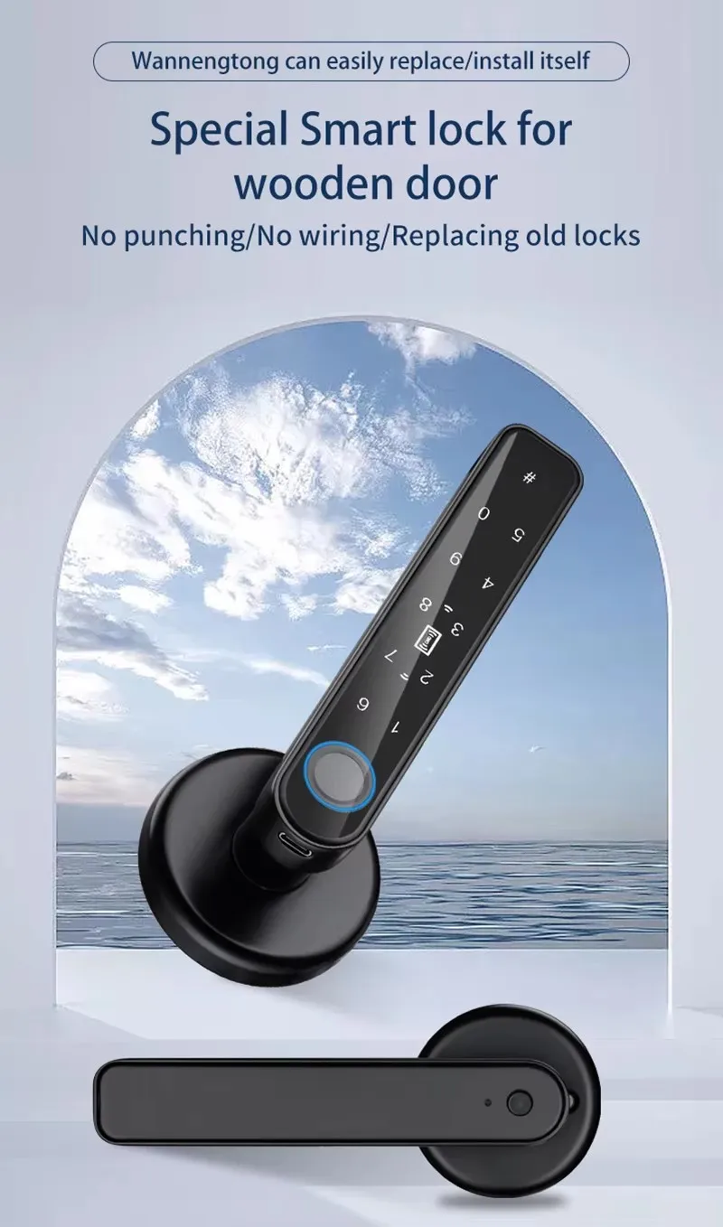 

Tuya Smart Ble Fingerprint Lock Wireless Digital Keyless Entry Home Room Rfid Lock Replace Lever Knob Door Lock Ttlock Bluetooth