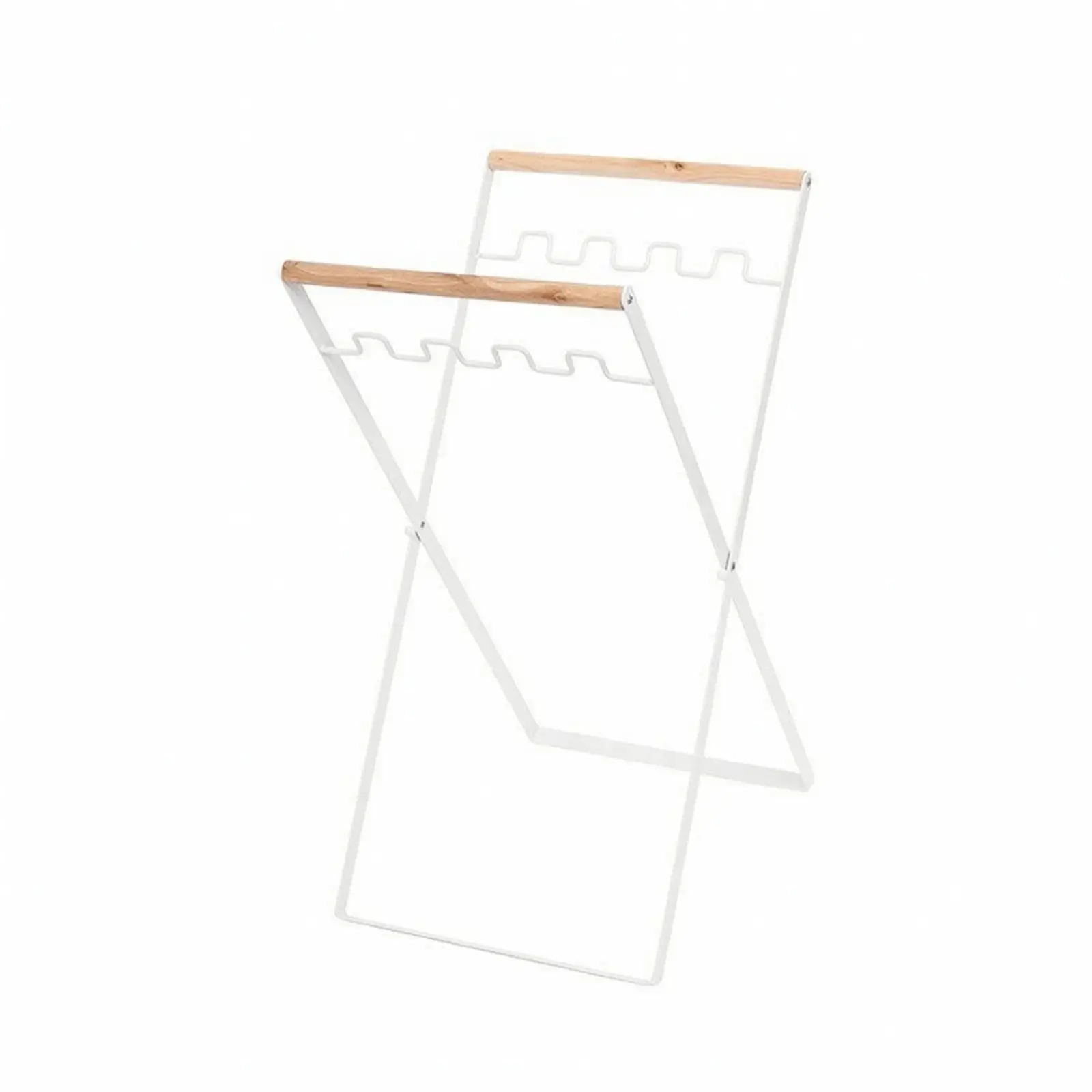 Foldable Outdoor Trash Rack with Wooden Handle Metal Frame Garbage Bag Holder for Camping Garden Waste Collection