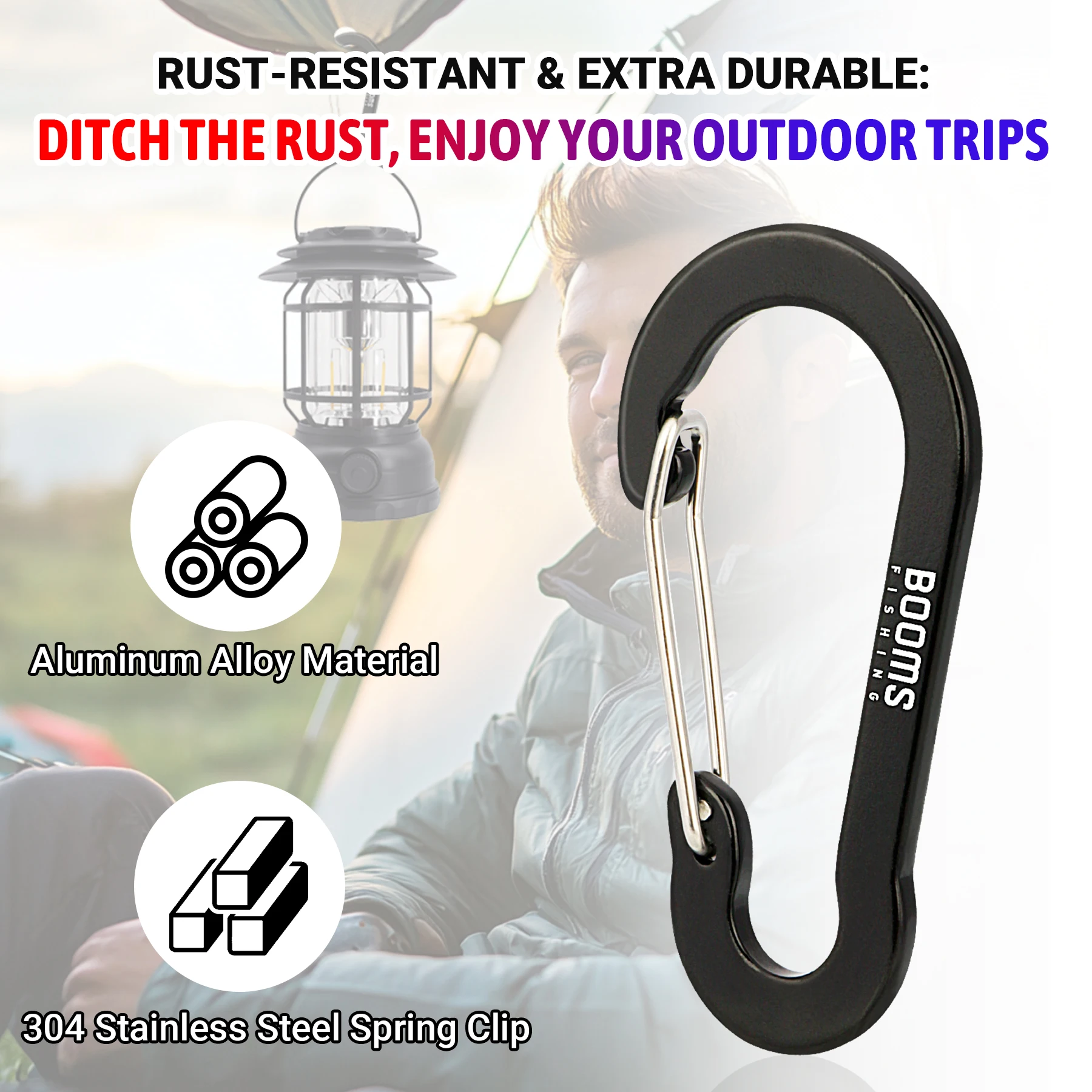 Booms Fishing CC1-30Pcs Aluminum Alloy 5cm Carabiner Keychain Camping Snap Small Clips  Lock Buckle Hook Fishing Accessories