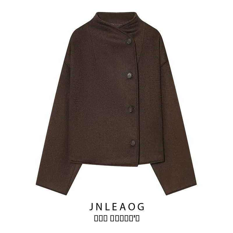

Женское мягкое двубортное пальто JNLEAOG с длинными рукавами, универсальная верхняя одежда, осенняя новинка, модель 255894, модное женское пальто