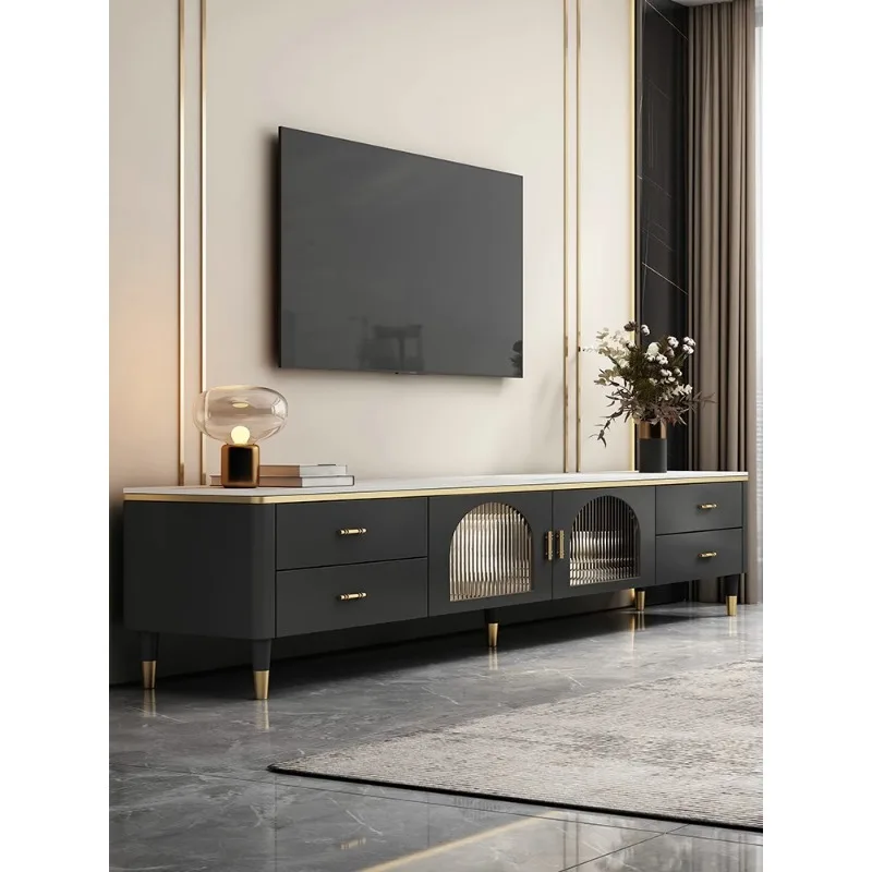 Light Luxury Stone Plate TV Cabinet and Tea Table Combination Bedroom Living Room Home Italian TV Stand