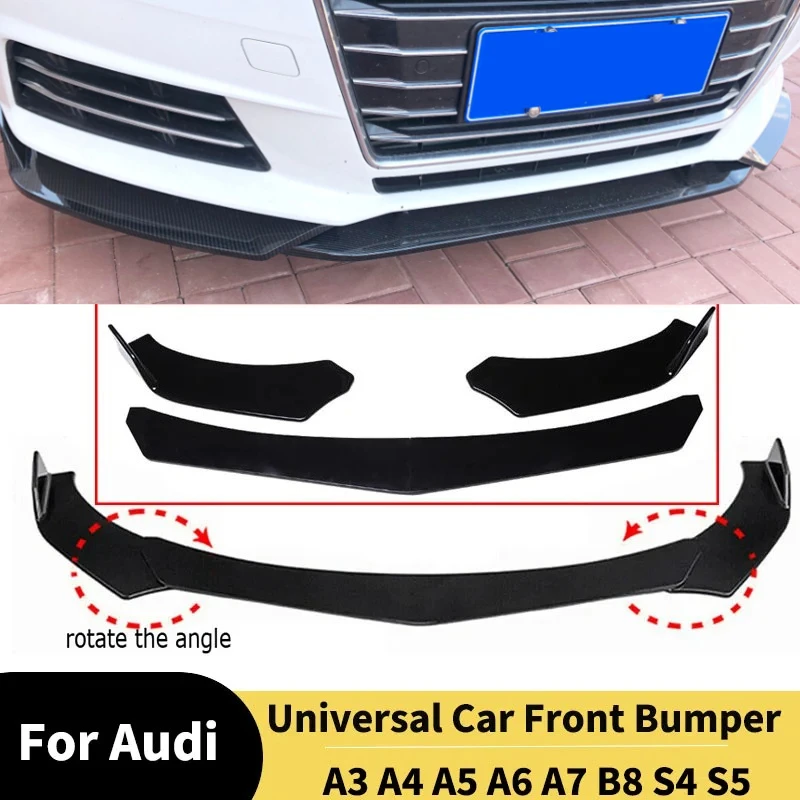 

For Audi A3 A4 A5 A6 A7 B8 S4 S5 Front Bumper Splitter Lip Universal Spoiler Front Blade Diffuser Accessories Body kit Tuning