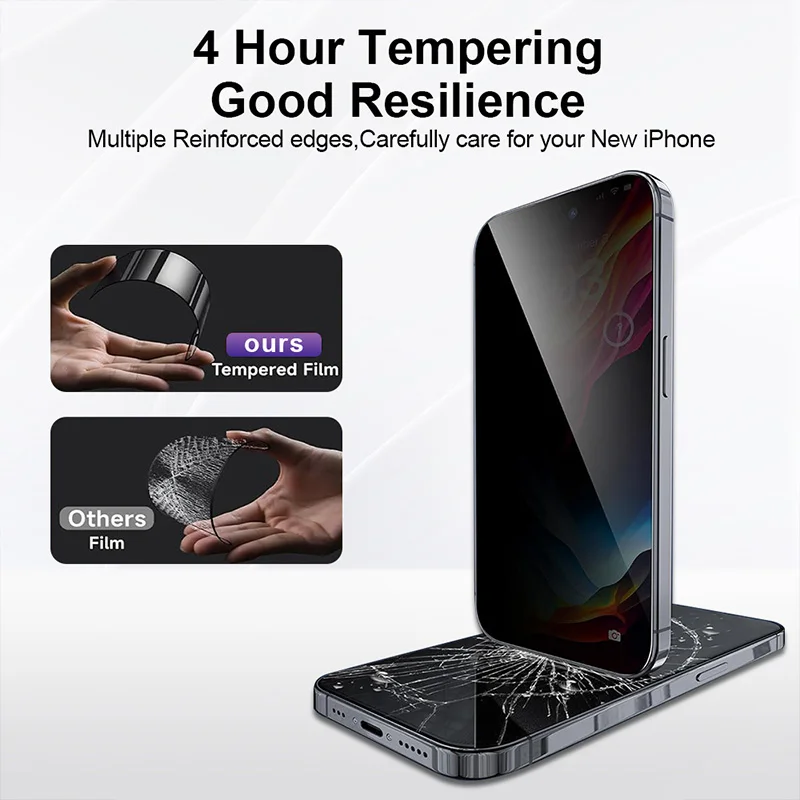 واقي شاشة الخصوصية سهل التركيب من Yangpaly لهاتف iPhone 16 15 14 Plus 13 12 11 Pro Max X XS XR طبقة مقسى مضادة للتجسس