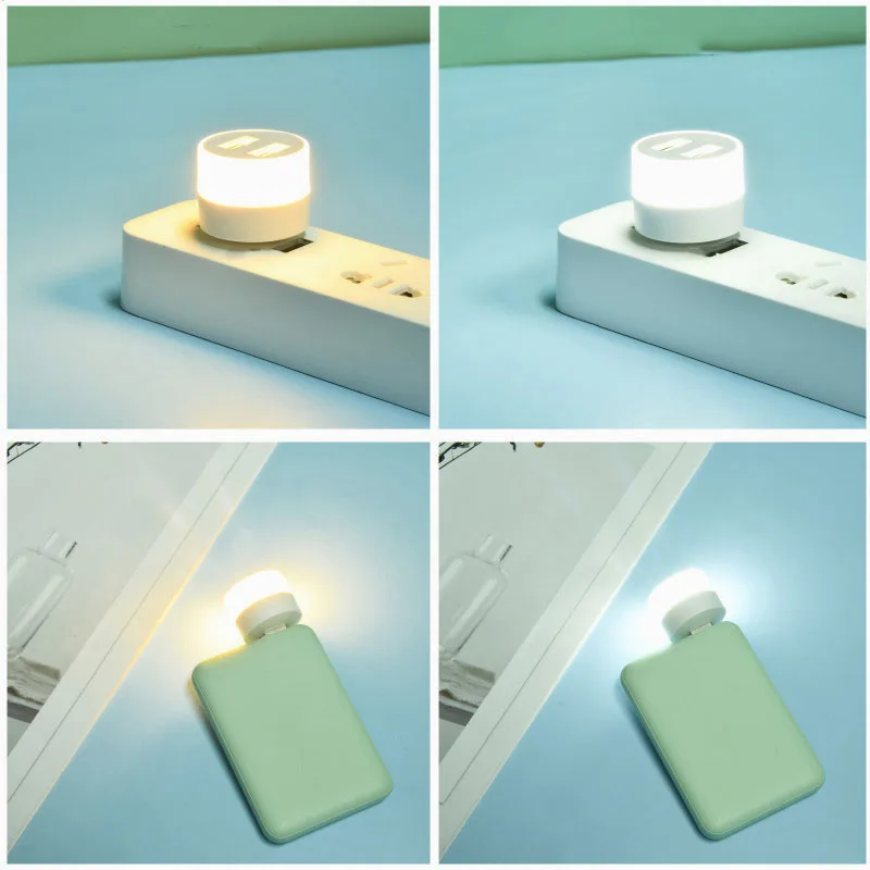 Mini 2 USB port Plug Lamp LED Night Light 5V 1W Super Bright Eye Protection Book reading for Computer Mobile Power Charging q1