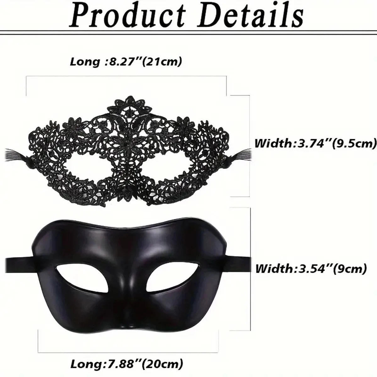 Elegant Lace Masquerade Mask Set for Couples 6