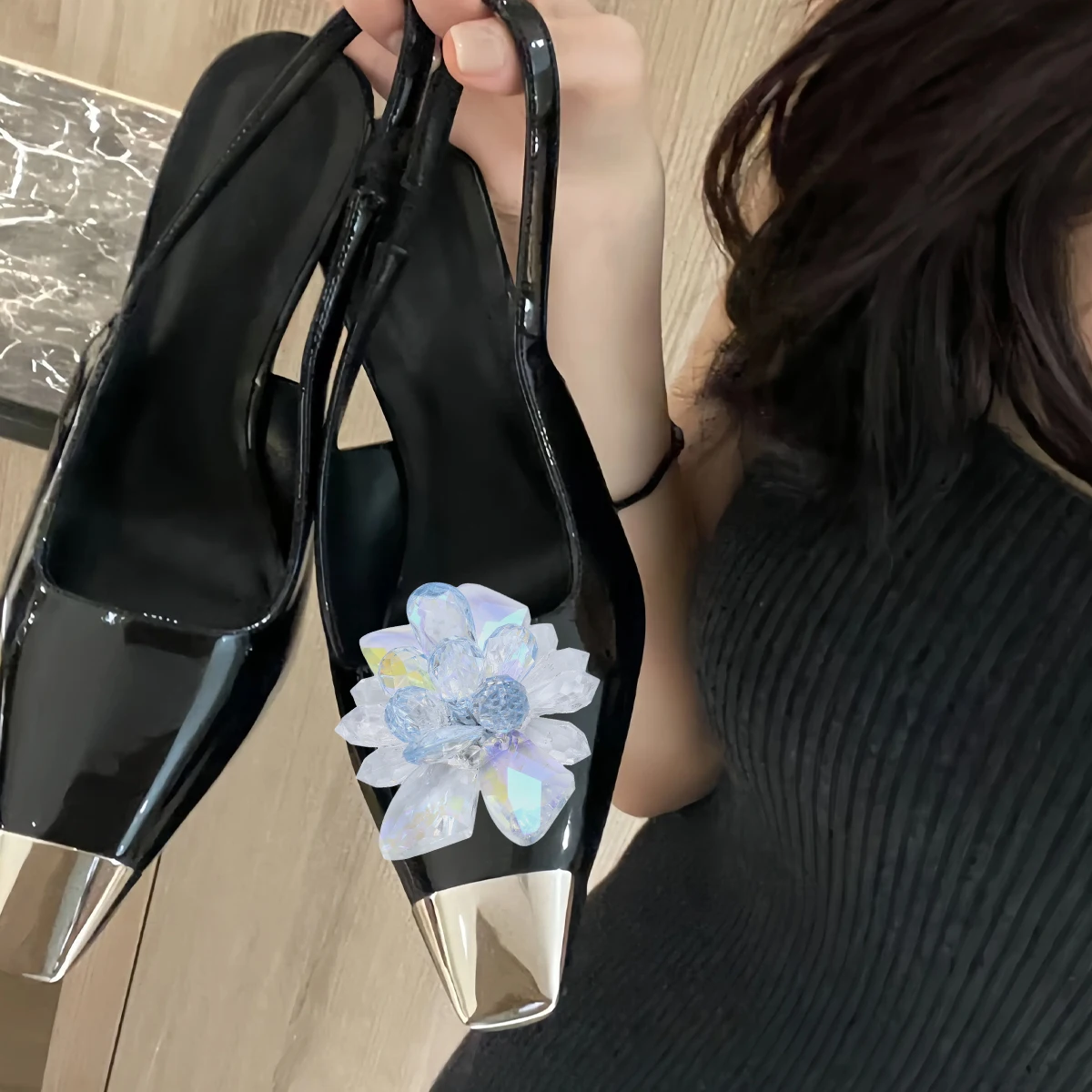 

1Pcs Handmade Crystal Shoe Clip Flower Long-Lasting Durable Shoe Buckle for Women Daily Wedding Banquet Accessory