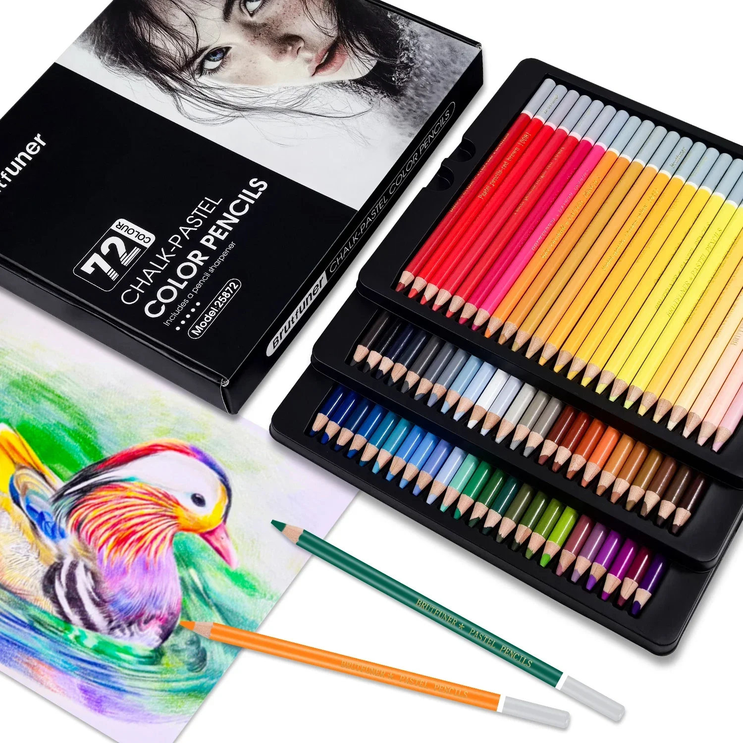 Pro Chalk-Pastel Color Pencils,Set of 24/72 Colors,Color Charcoal Pencils for Drawing Sketching Coloring Shading