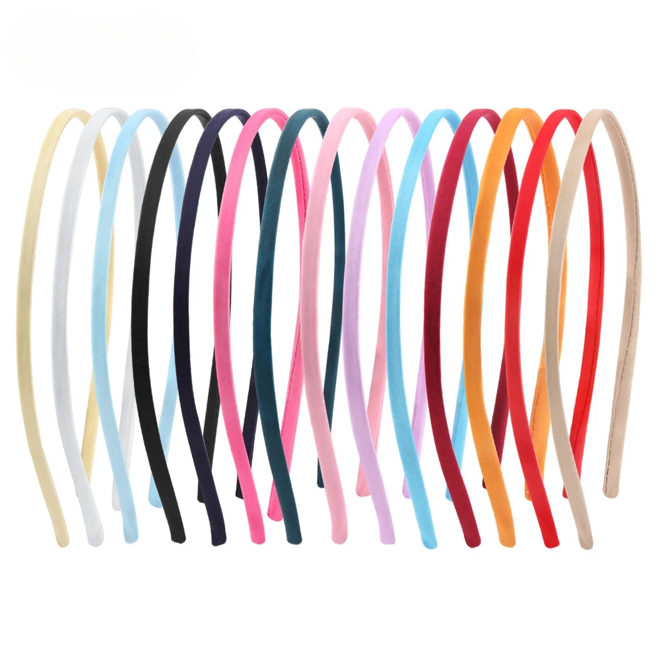 10Pcs 5mm Satin Fashion Women Kids Headbands Bezel Colorful Hair Hoops Metal Hairband DIY Girls Headwear Jewelry Accessoreis