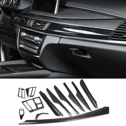 For BMW X5 X6 F15 F16 2014-2018 Real Carbon Fiber Center Console Panel Inner Door Strip Trim Shift Knob Trim Cover Accessories