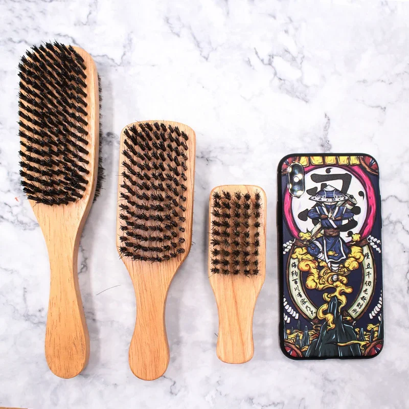 

Wood Handle Boar Bristle Cleaning Brush Hairdressing Beard Brush Anti Static Barber Hair Styling Comb Shaving Tools for Men