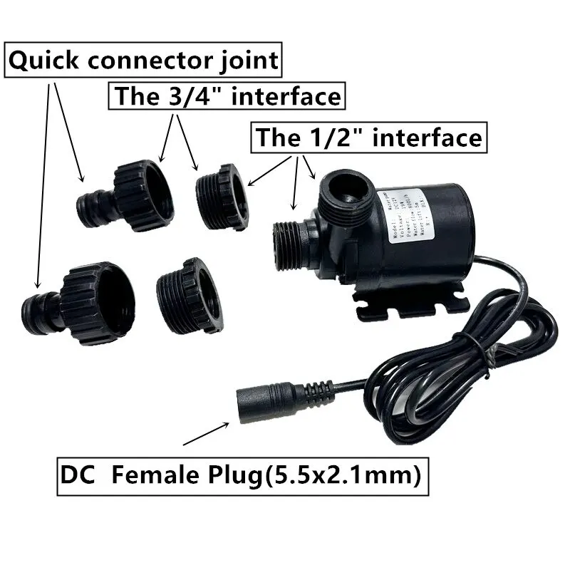 고압 초저소음 솔라 워터 펌프, DC 24V 리프트, 브러시리스 모터, 수중 워터 펌프, 퀵 브레이크 조인트, 12V, 5M, 800L/H