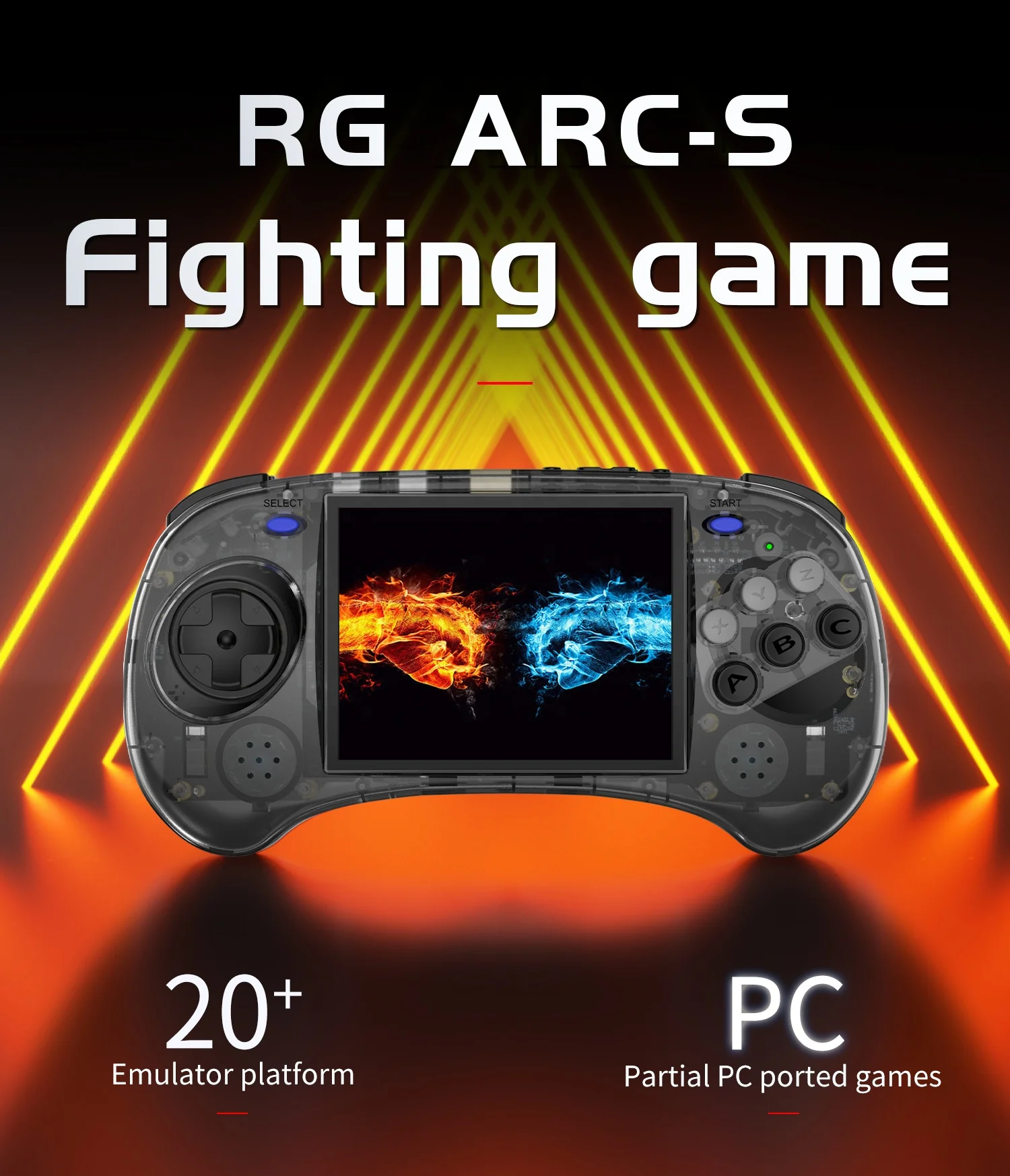 2023 ANBERNIC RG ARC-S OS Wholesale MD SS Game Console Handheld Game Player 4.0 Inch IPS Screen Support Gamepad