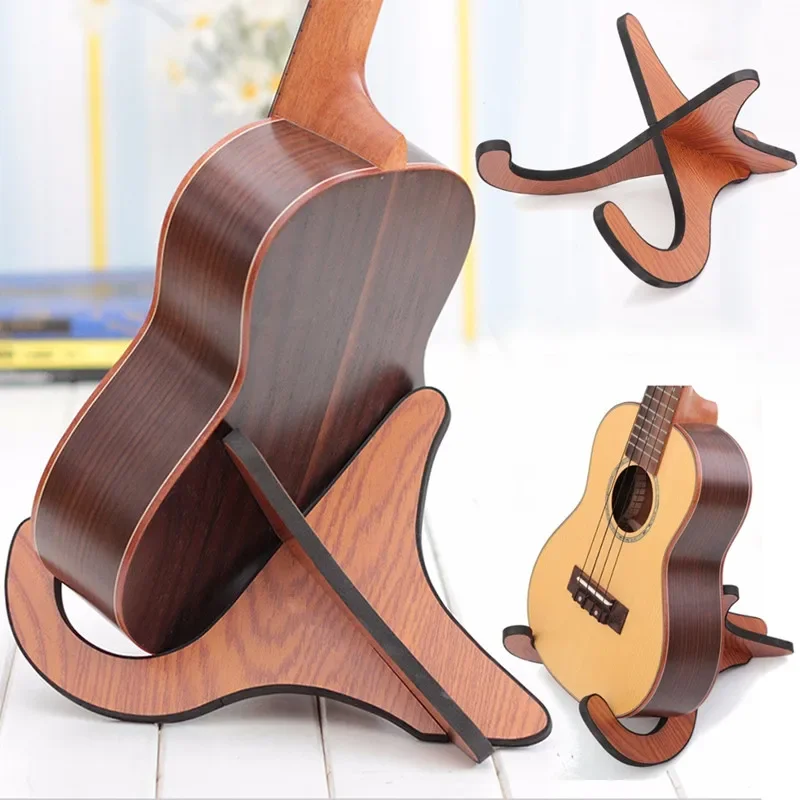 Portable Ukulele Wooden Holder Stand Collapsible Vertical Guitar Violin Display Stand Rack Accessories