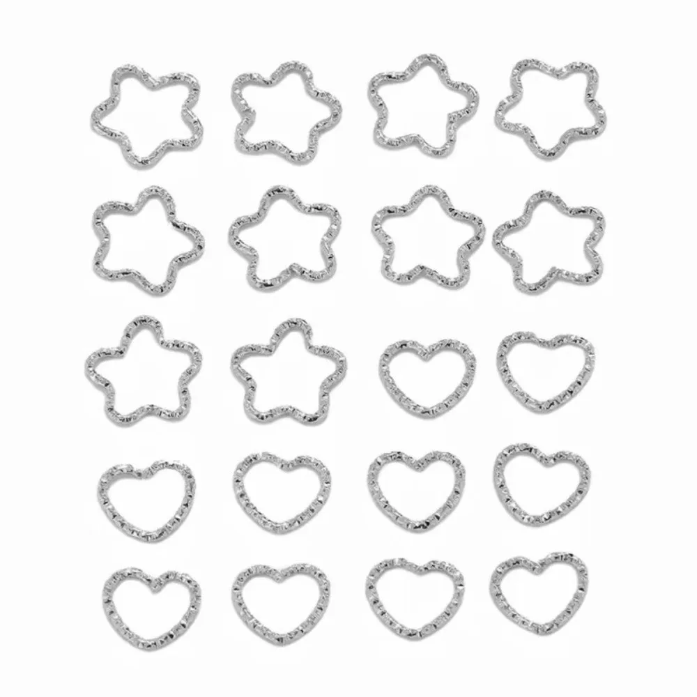 20Pcs New Heart Shape Braid Hair Rings Star DIY Dreadlock Hair Accessories Metal Embossed Hair Hoops Headwear