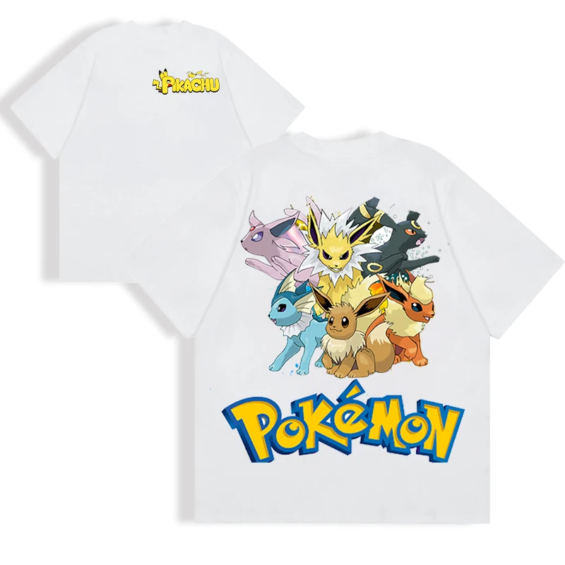 Pokemon Pikachu T-shirts for Men Women Anime Cartoon Short Sleeved Shirt Boys Girls Summer Fashion Hip Hop Top Adult Clothes