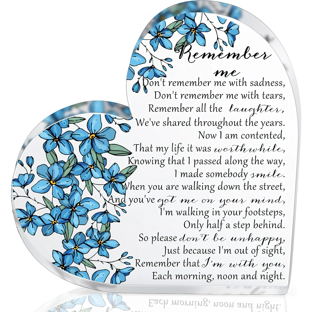 Sympathie-Geschenk, Acryl-Gedenkgeschenke in Herzform, Trauergeschenke zur Verlust des geliebten Menschen, Erinnerung, Kondolenz, Beerdigung, Trauer, Andenken