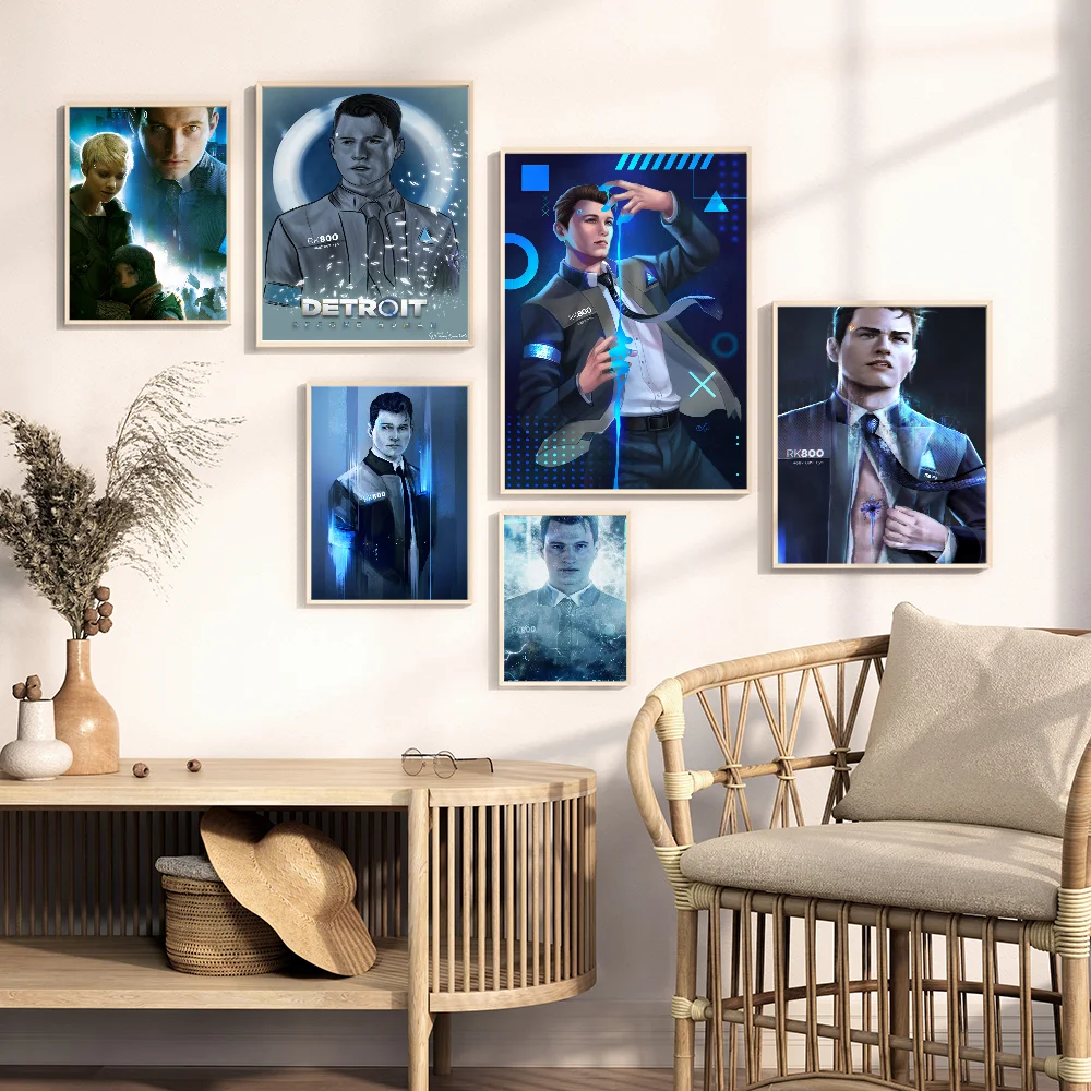 

Detroit Become Human Self-adhesive Art Poster Retro Kraft Paper Sticker DIY Room Bar Cafe Stickers Wall Painting