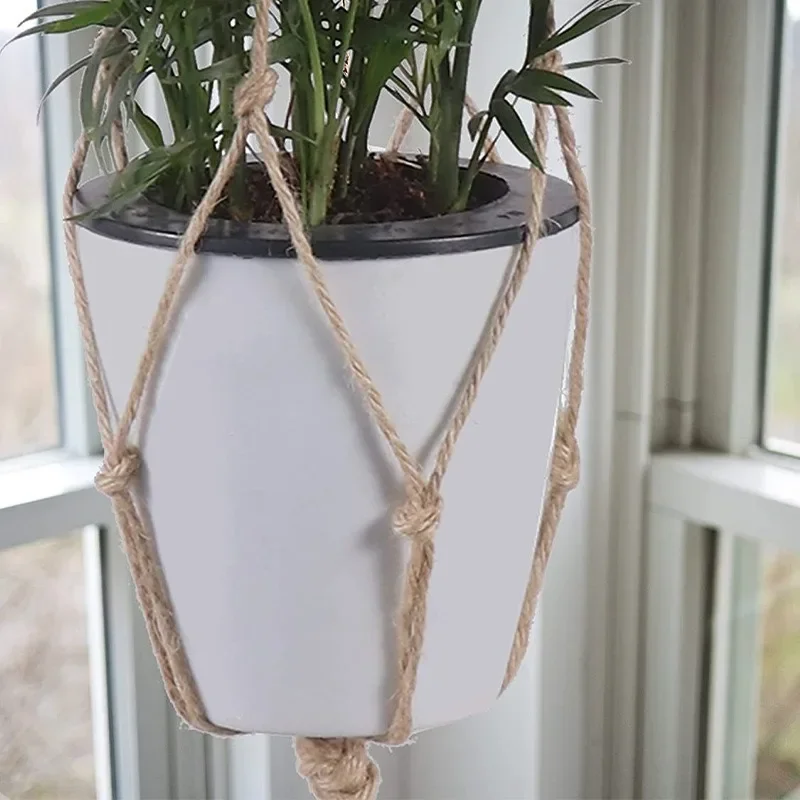 Flower Pot Hemp Rope Hanging Net, Hand Woven Hanging Rack Flower Pot Net Pocket, Indoor Outdoor Hanging Hanging Basket Decoratio