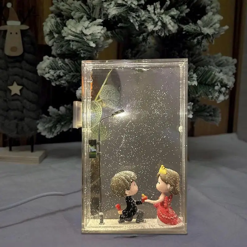 Handmade DIY Snowy Night Flowing Small Night Light Street Light Snow Simulation Kids Toy Doll Christmas Gift 2024 Xmas Navidad