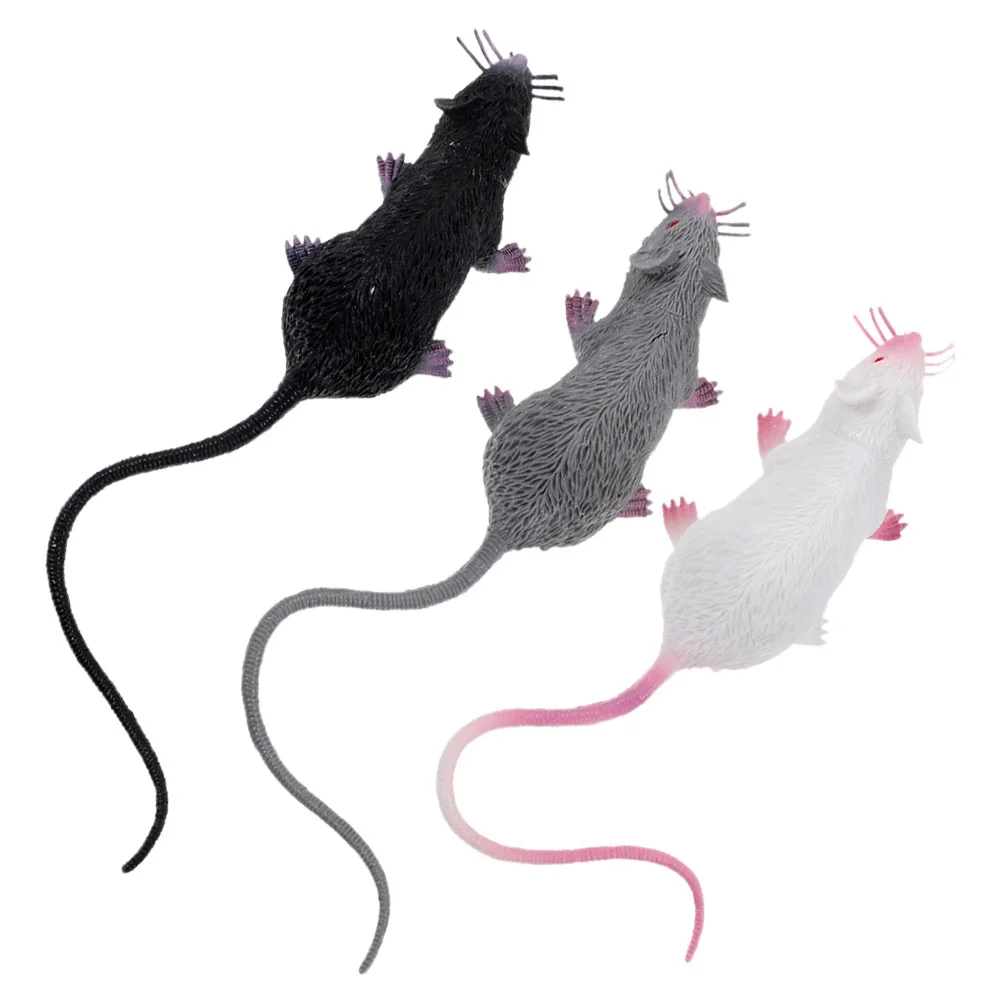 

3 Pcs Mouse Model Toy Figure Cute Ornament Rat Toys Zodiac Courtyard Supply Creepy Vinyl Delicate Fake