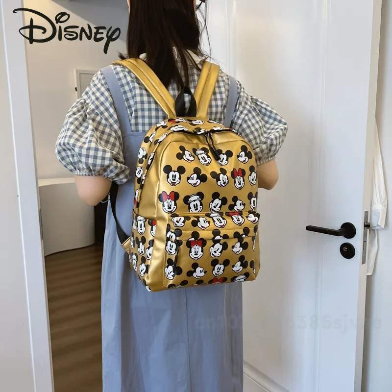 Disney-mochila de gran capacidad con dibujos animados de Mickey para mujer, morral de gran capacidad para estudiantes, a la moda, 2024