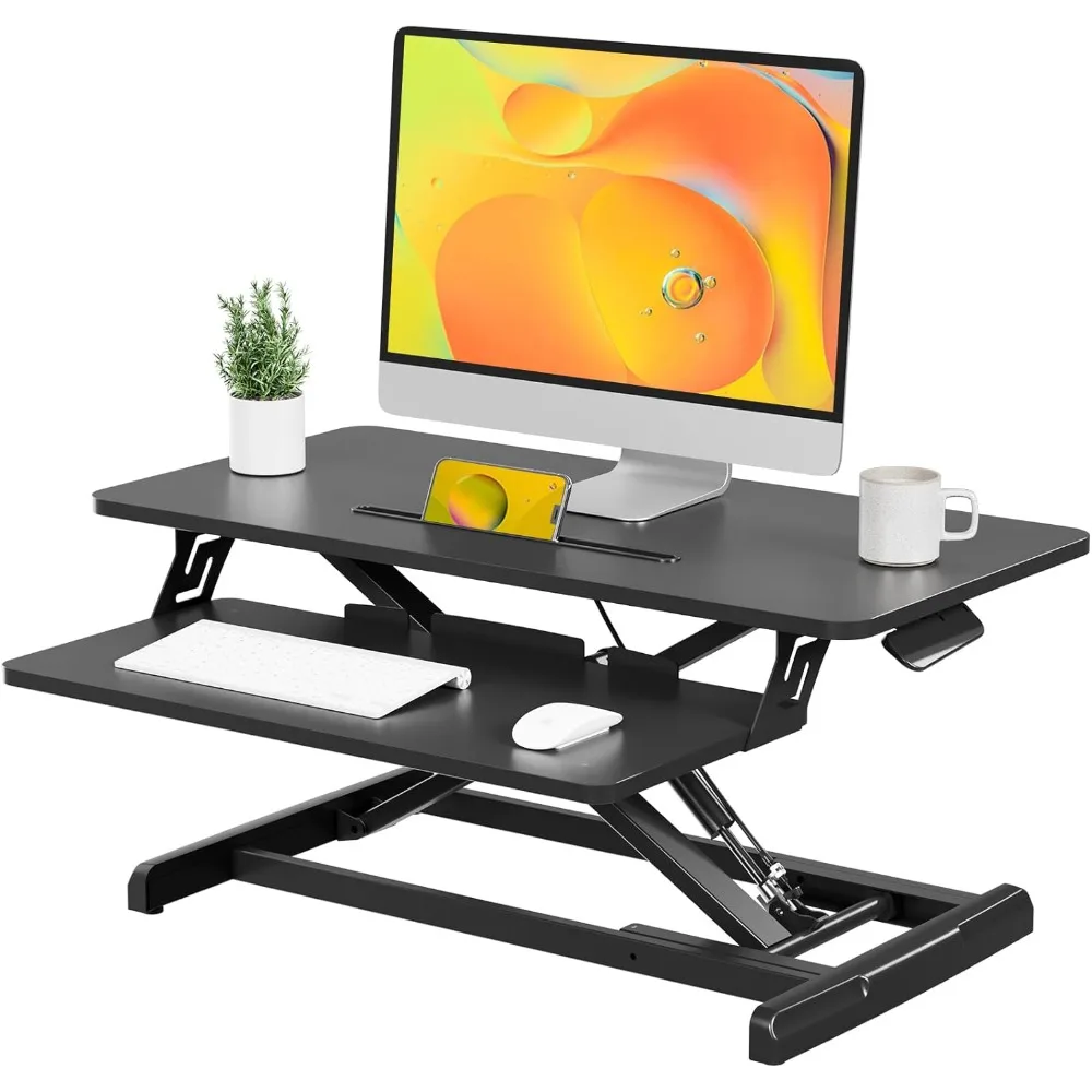 

Standing Desk Converter, 28" Height Adjustable Sit Stand Up Desk Riser with Keyboard Tray, Desktop Workstation Riser