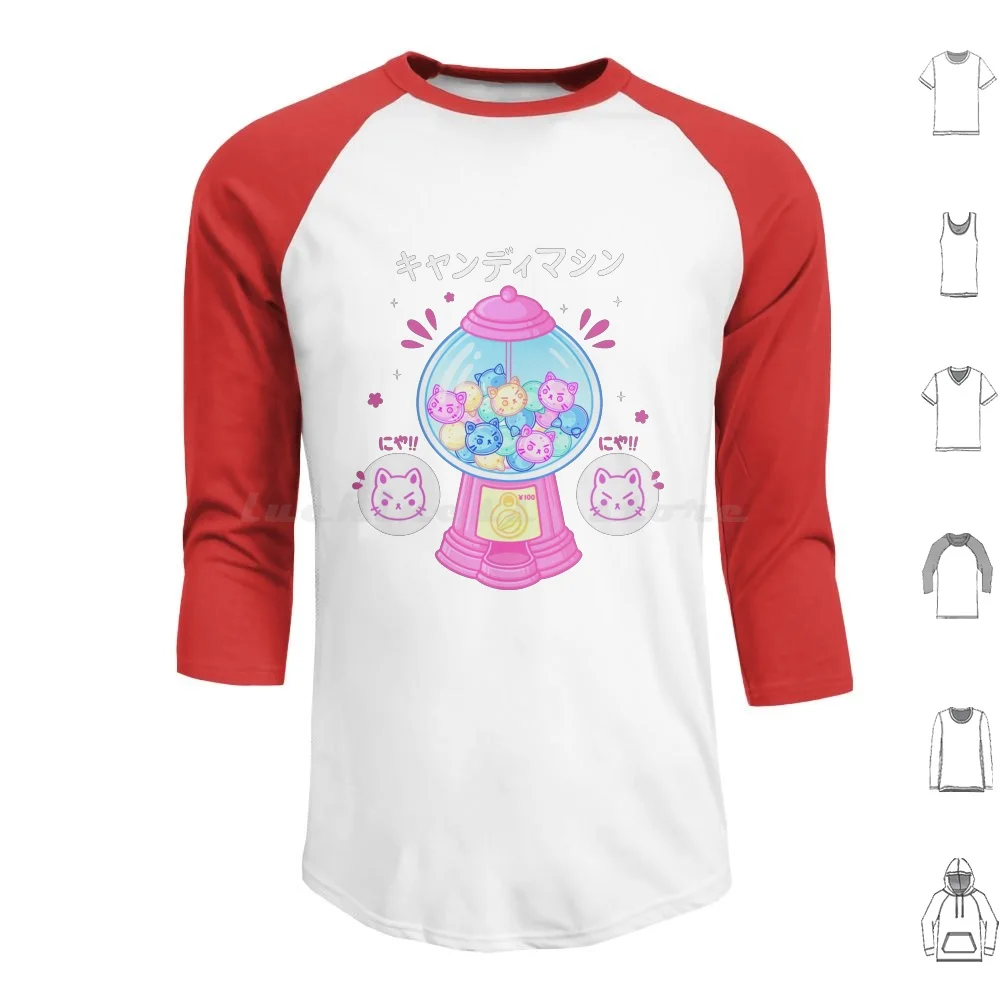 Gumball Machine Hoodie cotton Long Sleeve Gumball Sweet Candy Neko Cat Kitten Kitty Gum Bakery Kawaii Cute Angry Pink