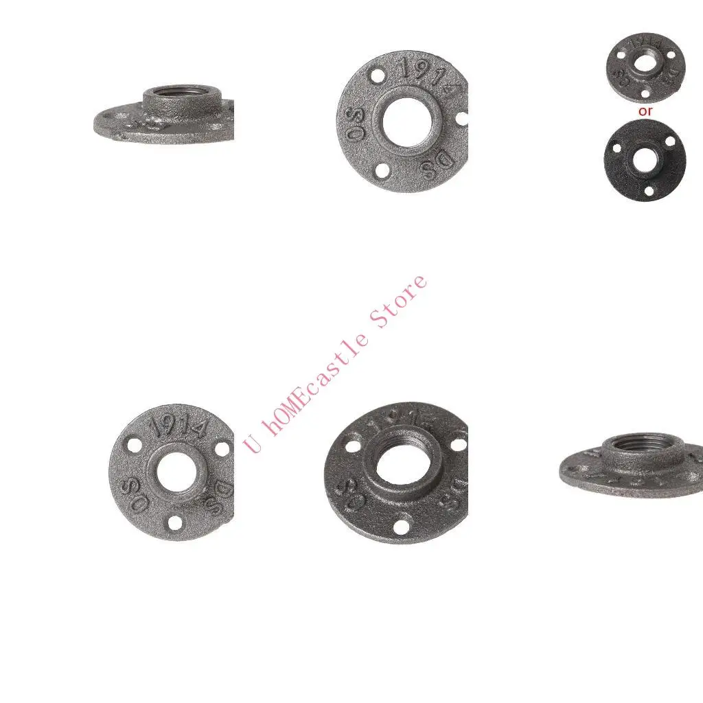 63HF 1/2" Malleable Thread Floor Flange Iron Pipe Fittings Wall Mount Industrial