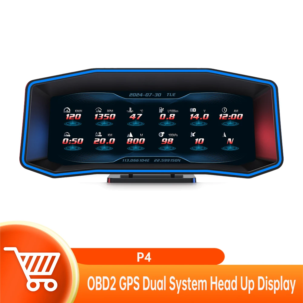 Head-Up Display OBD2+GPS+slope meter+G-value accelerometer OBD2 auto On-Board Computer Fuel Mileage Alarm Car Accessories