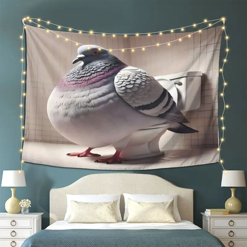 VIKAMA Funny Pigeon Tapestry, Meme-Style Bathroom Tapestry Featuring a Chubby Pigeon—Humorous and Creative Home Decor