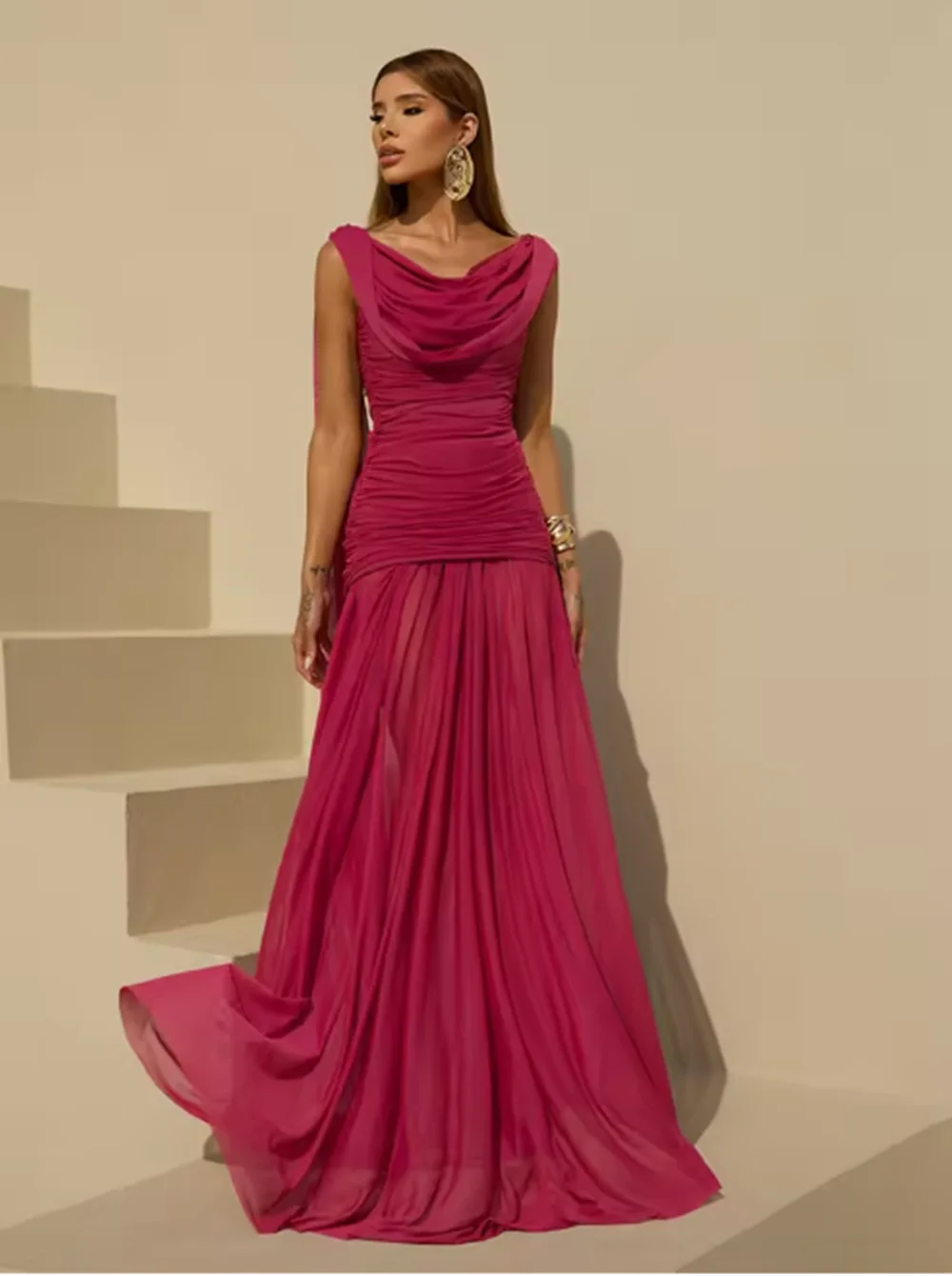 Vestidos de noche plisados con tirantes finos, vestidos formales sin mangas para mujer, vestidos elegantes de graduación hechos a medida