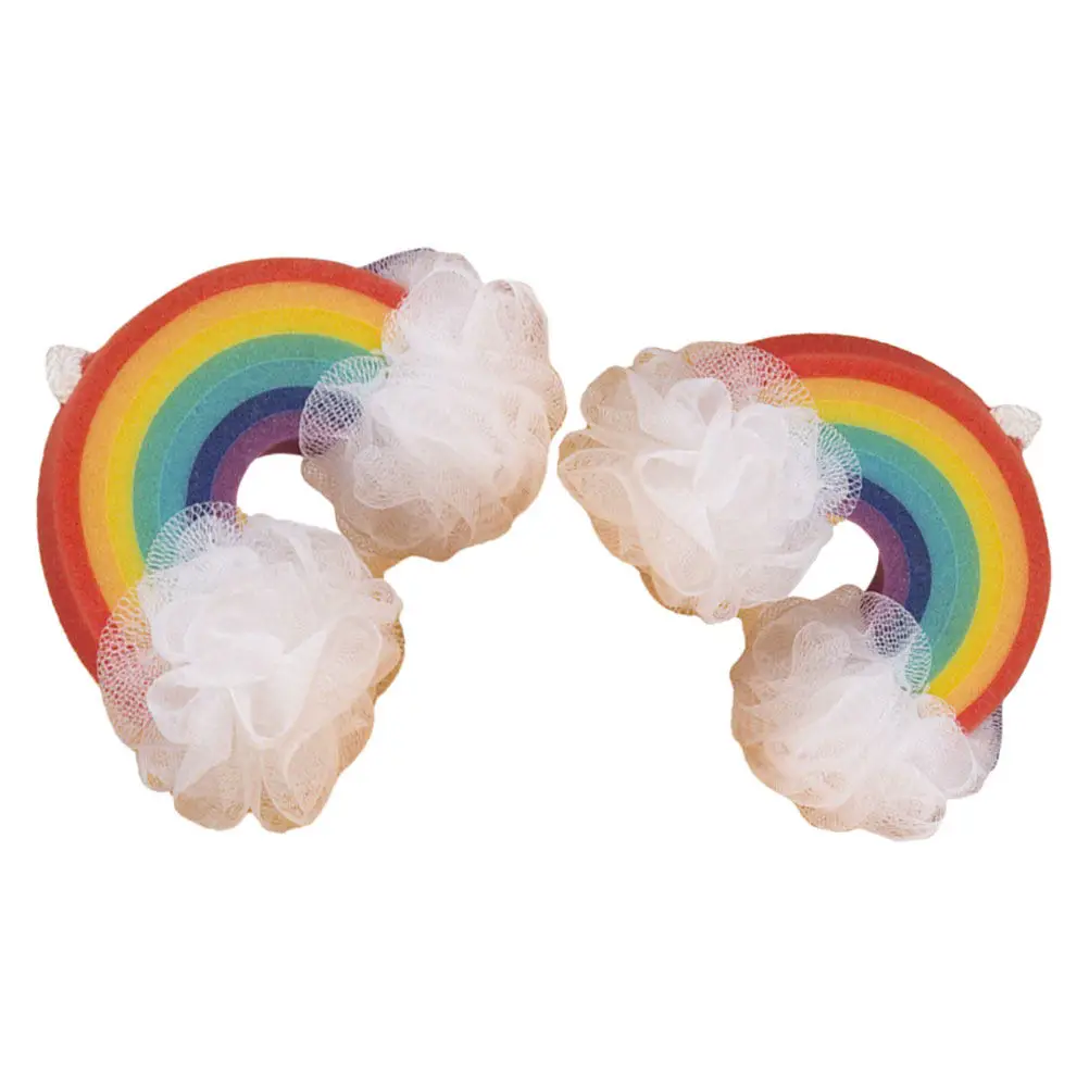

2Pcs Rainbow Bath Ball Kids Bath Sponge for Toddlers Gentle Exfoliating Shower Loofah Cute Flower Design Foam Generating Skin