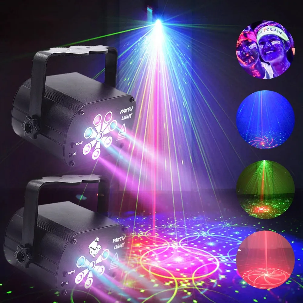 LED Stage Lights DJ LED Disco Lamp Party Stage Lighting Effect Colorful Strobe Light USB Rechargeable RGB Laser Projector Lamp