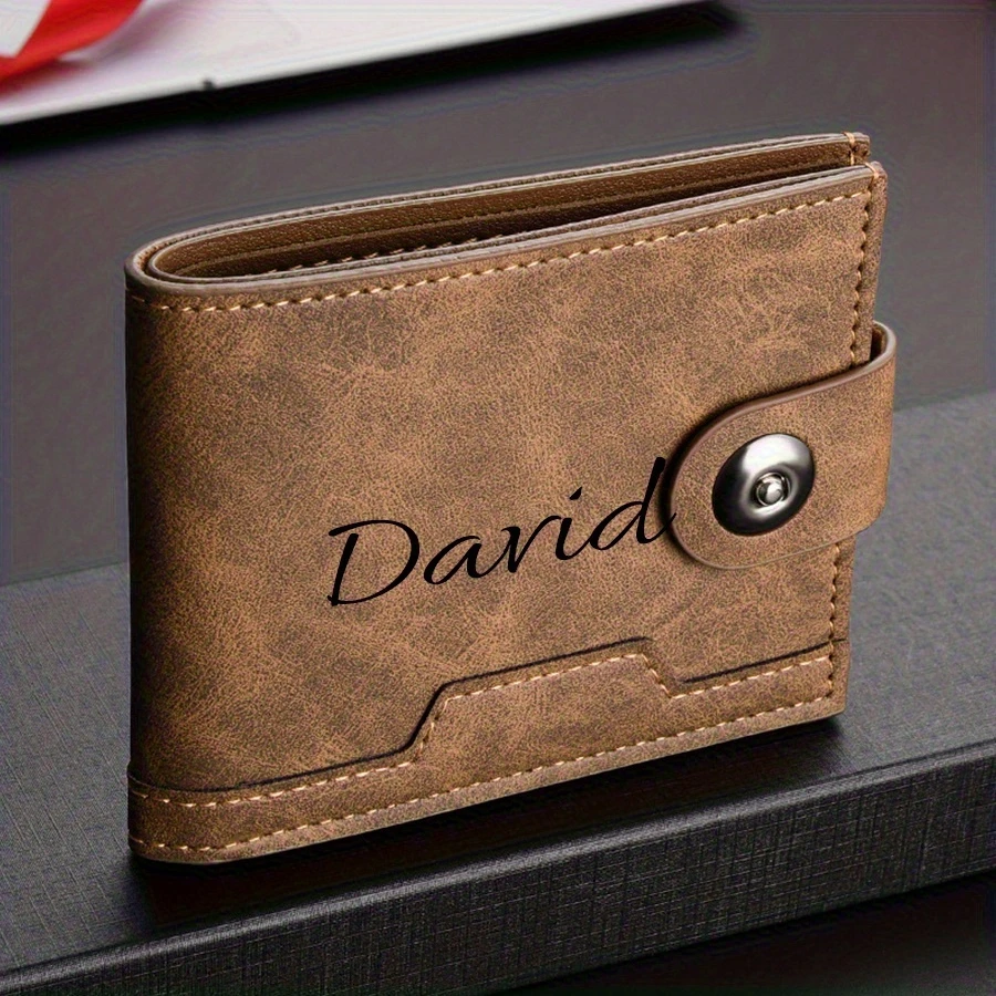 Custom Name Men’s Classic Bifold Wallet,Premium PU Leather Purse, Sentimental Thoughtful Gift for Father and Husband Daily Use. - view 3