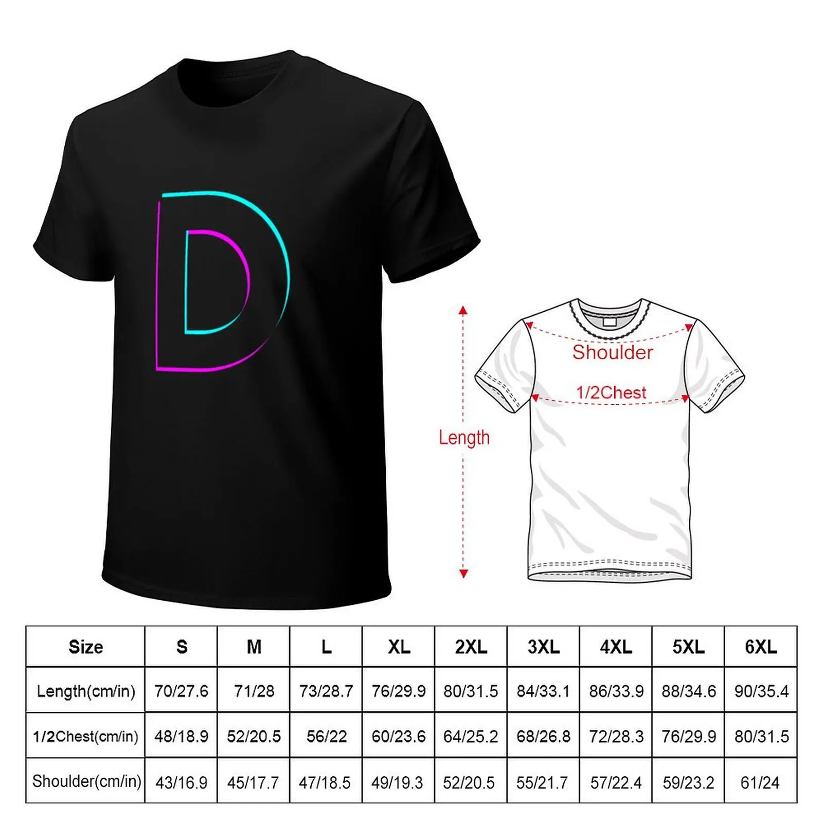 Glitch letter D T-Shirt Everyday Wear Basic Short Sleeve Top