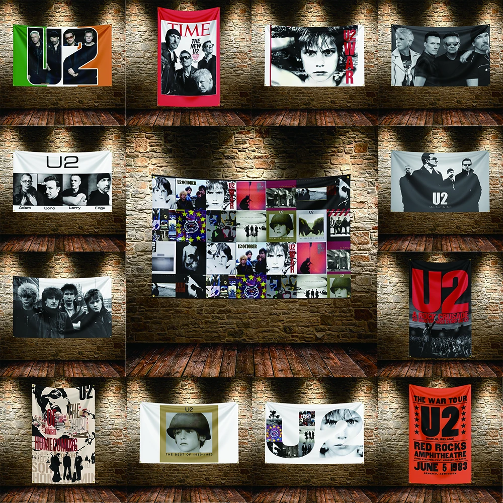 U2 Music Flag HD Printed Fade Resistant Hanging Banner For Camping Indoor Livingroom Wall Home Festival Party Decor