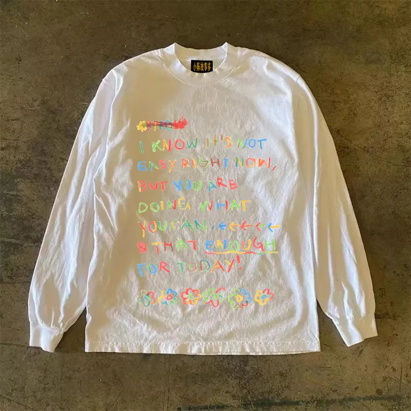 Heavyweight Pure Cotton Long Sleeve T-Shirt Unisex Vintage Style Streetwear Versatile 310gmao Xiaocheng Story Multi-Design