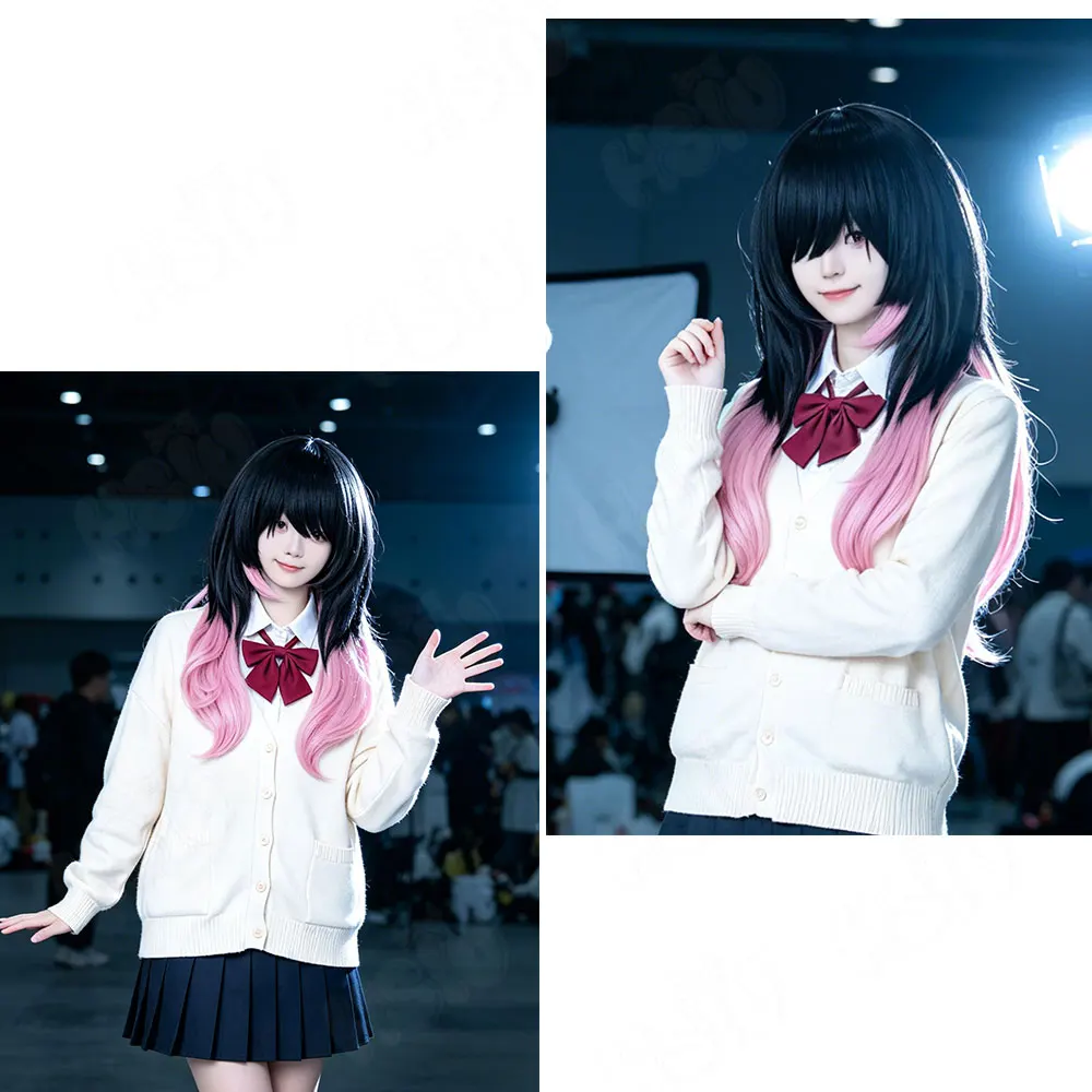 Akane Banashi Akane Arashiyama Cosplay Wig HSIU 60Cm Black and Pink Gradient Color Long Hair+Wig Cap Anime Cosplay Wig