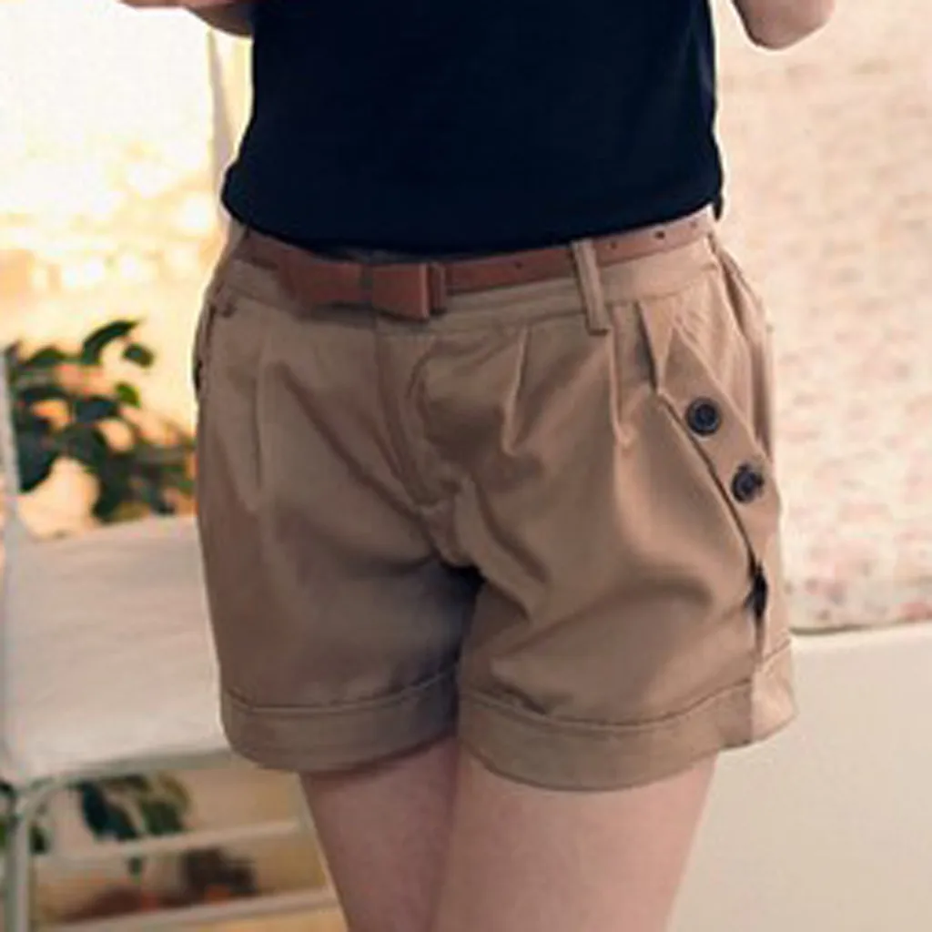 

Elegant Women's Shorts Summer Fashion Casual Large Size Shorts Solid Colour Loose Versatile Commuter Shorts With Pockets