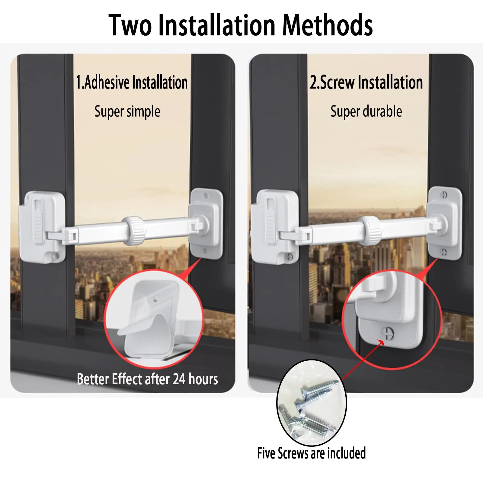 Child Proof Window Restrictor, Adjustable Baby Safety Window Lock, Window Safety Locks for Toddlers，Easy to Install Suitable