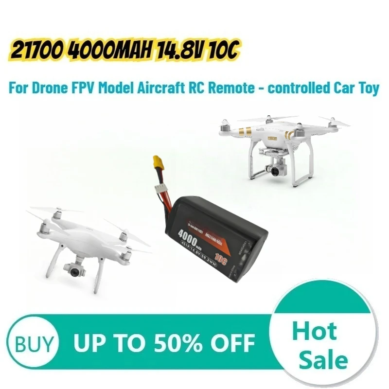21700 4000mAh 14.8V 10C 4S1P Cylindrical Lithium Battery for Drone FPV Model Aircraft RC Remote - Controlled Car Toy