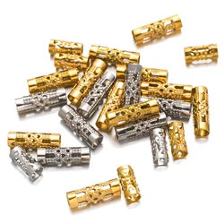 20pcs Gold Stainless Steel Hollow Tube Spacer Loose Beads for DIY European Bracelet Necklace Craft Jewelry Making 3mm Hole