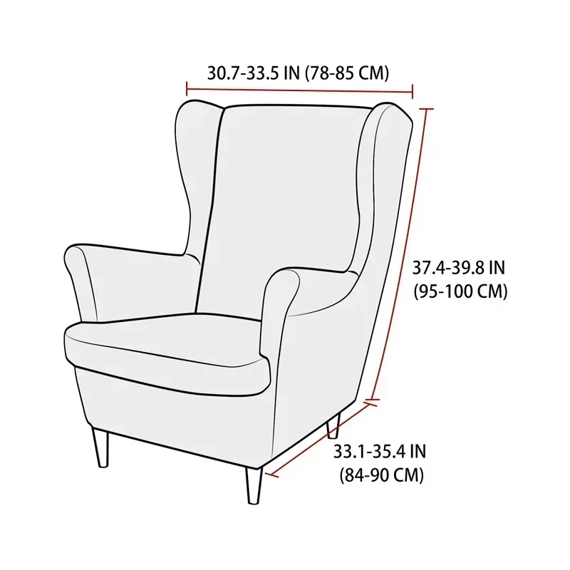 2pcs/set Velvet Wingback Chair Covers Stretch Wing Armchair Cover with Seat Cushion Cover Elastic Sofa Slipcovers Home Decor image 2