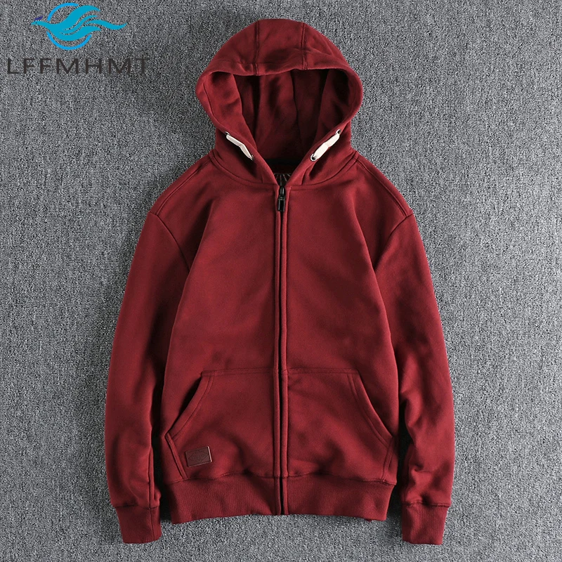 400g/m² Good Quality Heavyweight Sweatshirt for Men Winter Fall Fashion Vintage Solid Color Simple Loose Casual Teens Hoodie Top