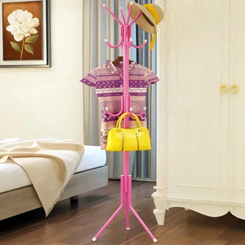 Household Wrought Iron Multifunctional Coat rRack Color Fashion Hanger Creative Clothes Rack Floor Bedroom Home Simple