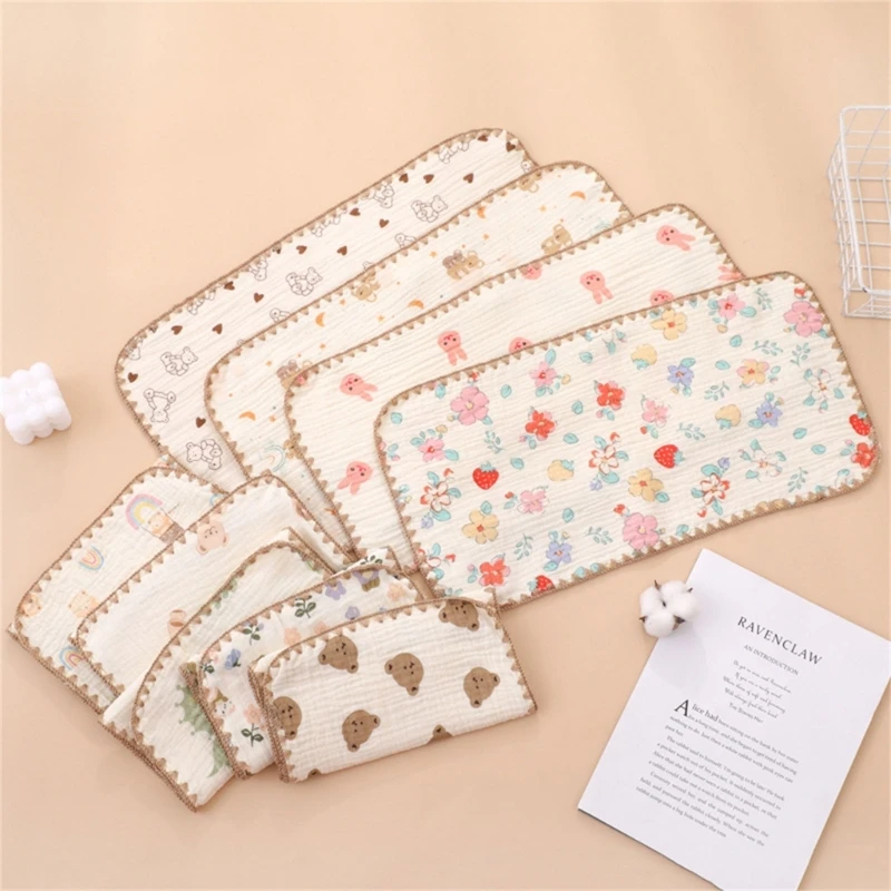 

New Pure Cotton Gauze Baby Bath Towel Muslin Baby Feeding Bibs Cartoon Newborn Burp Cloths Baby Boys Girl Face Towel Washcloth