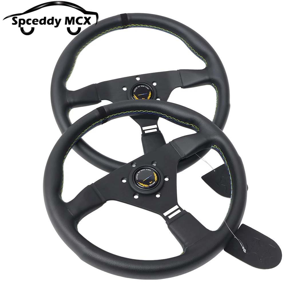 GM Series Linkage Style 13inch 320mm 14inch 350mm Racing Steering Wheel JDM Flat Real Leather Car Sport Steering Wheel