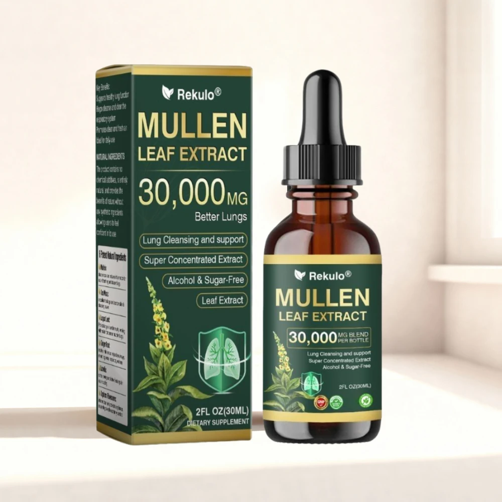 Organic Mullein Herbal Lung Cleansing Spray Fast Absorption Lung Clean  Super Concentrated Drops Daily Respiratory Care Drops